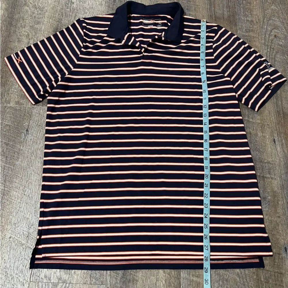 RLX Ralph Lauren Polo Shirt Mens Large Blue Orange Striped Golf Performance - Picture 2 of 9